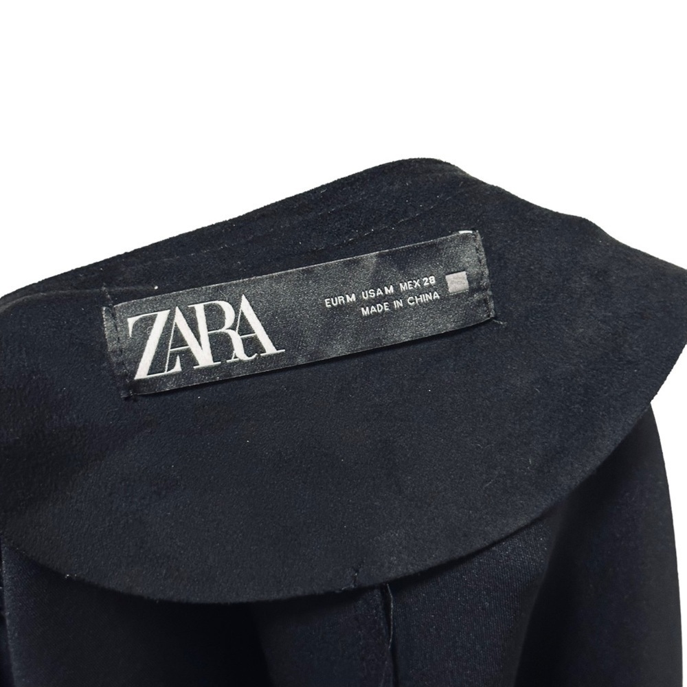ZARA Faux Suede Fringed Trim Boho Jacket in Black Medium Women’s Festival - Picture 4 of 15